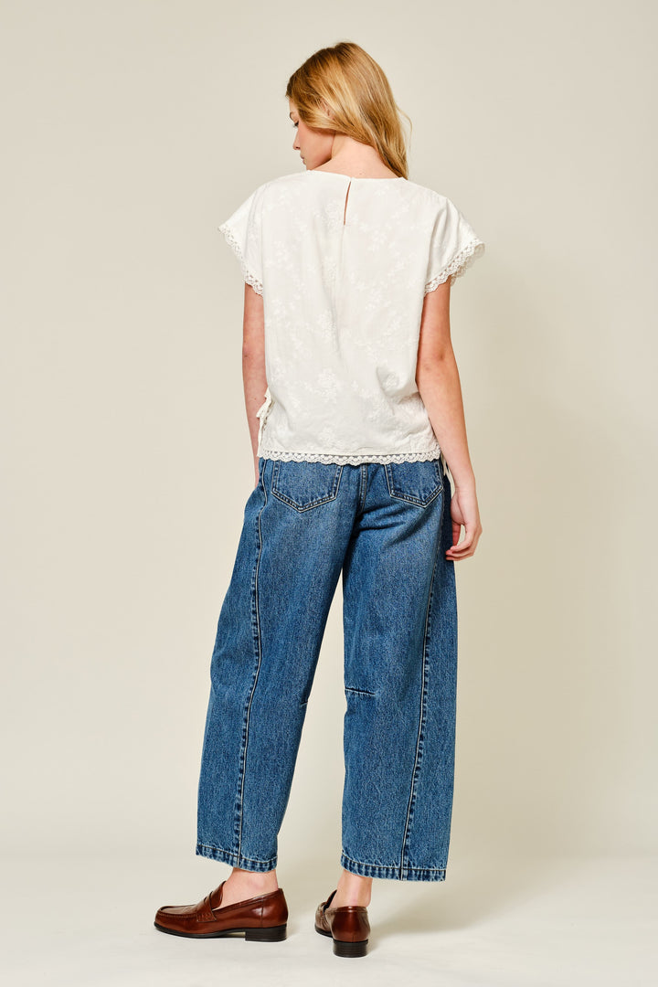 Cropped Denim Barrel Jeans