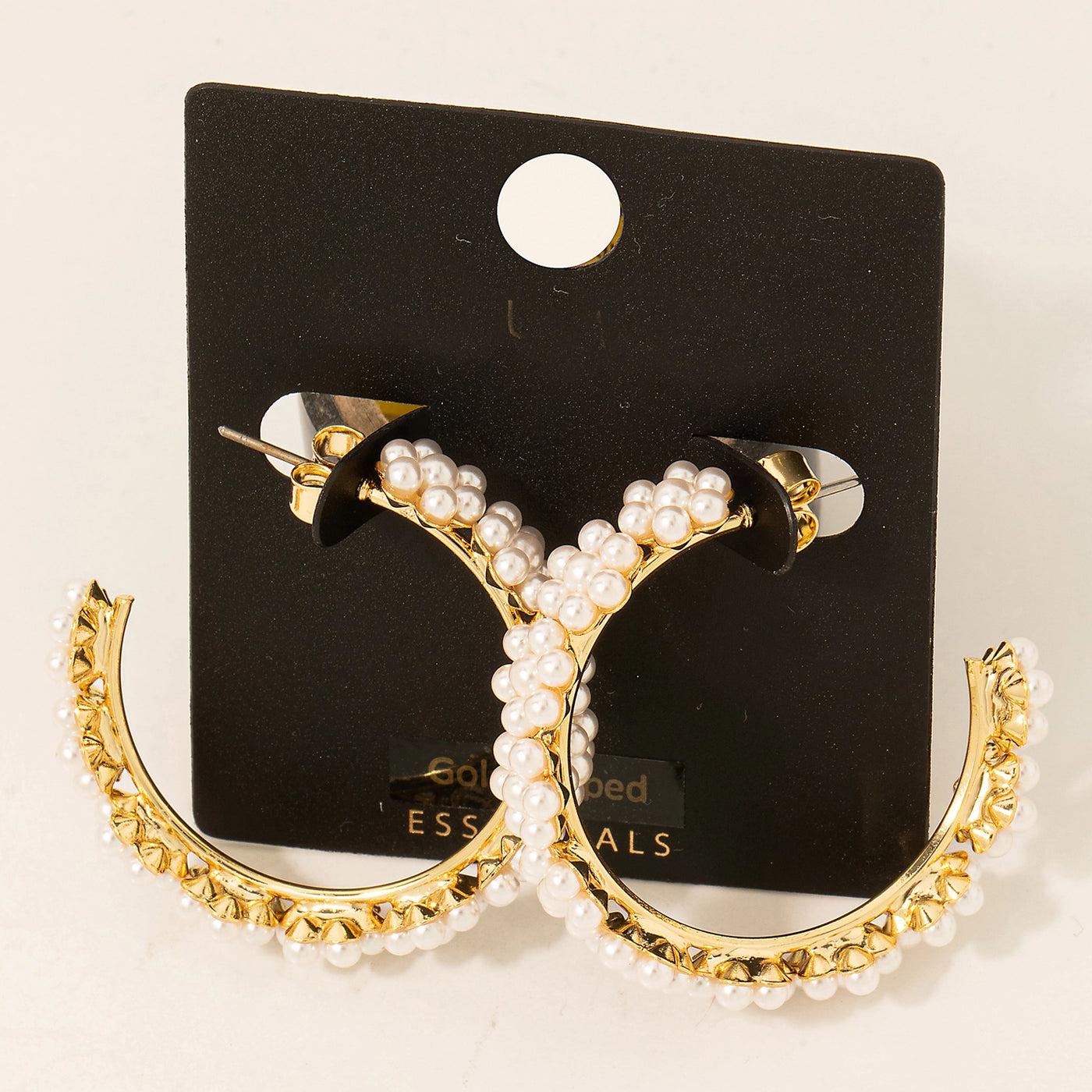 Gold Pearl Cluster Hoop Earrings