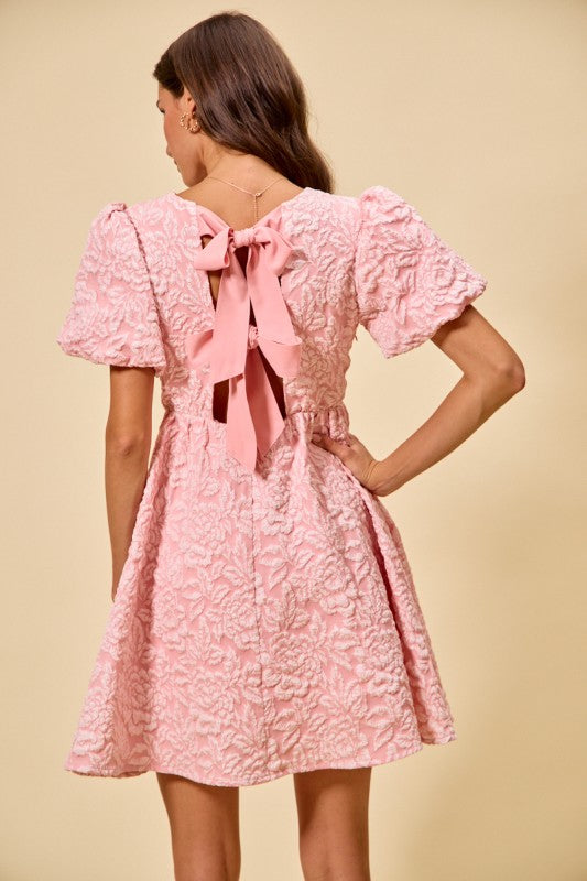 Blush Floral Puff Sleeve Mini Dress