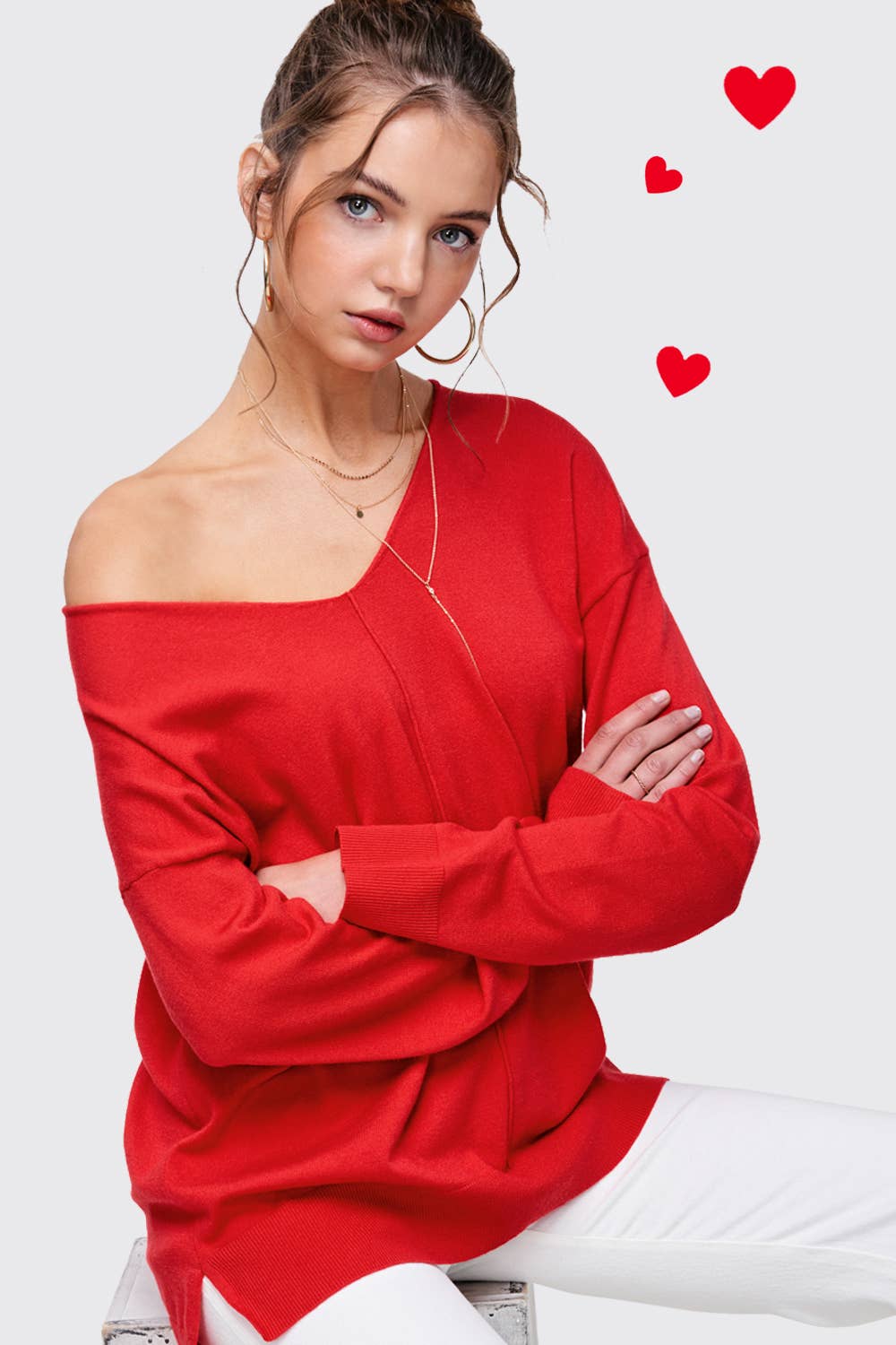 Tomato Stretchy Lightweight Knit Top