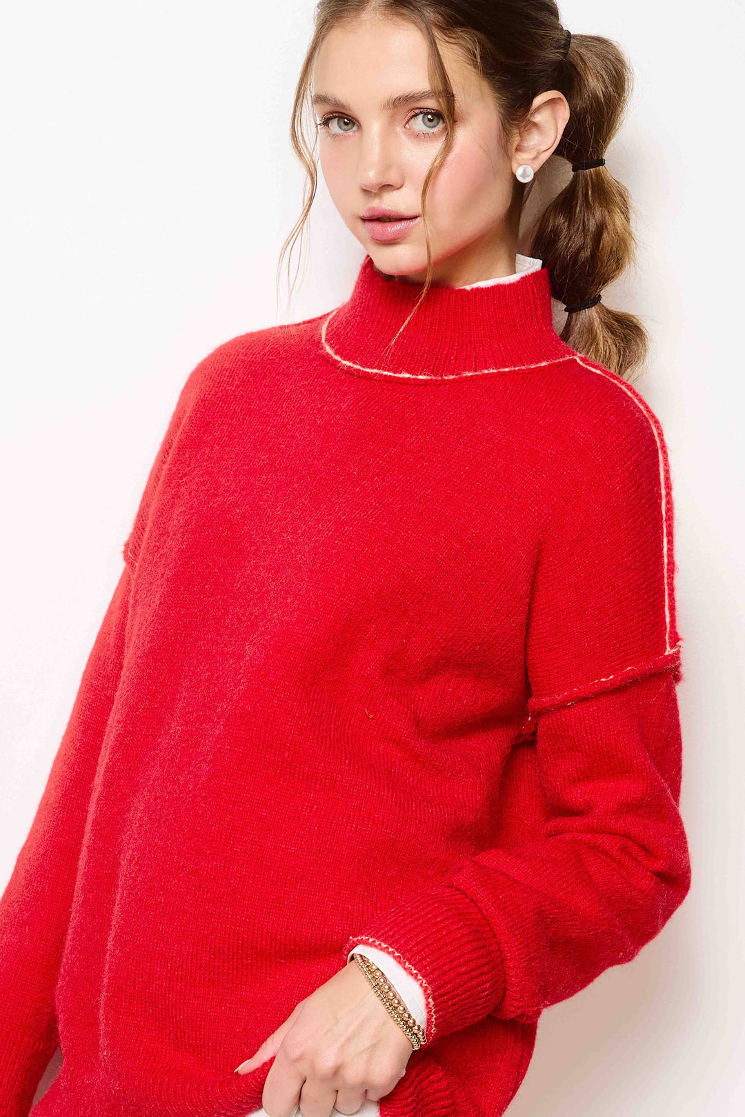Candy Cane Mock Neck Sweater