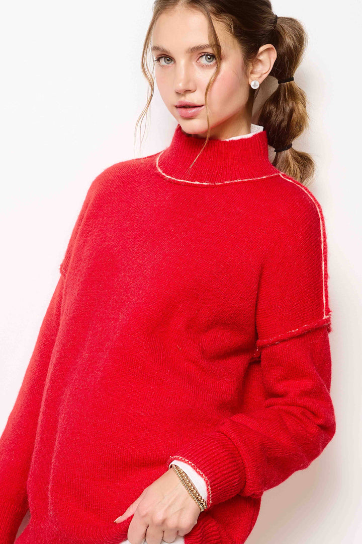 Candy Cane Mock Neck Sweater