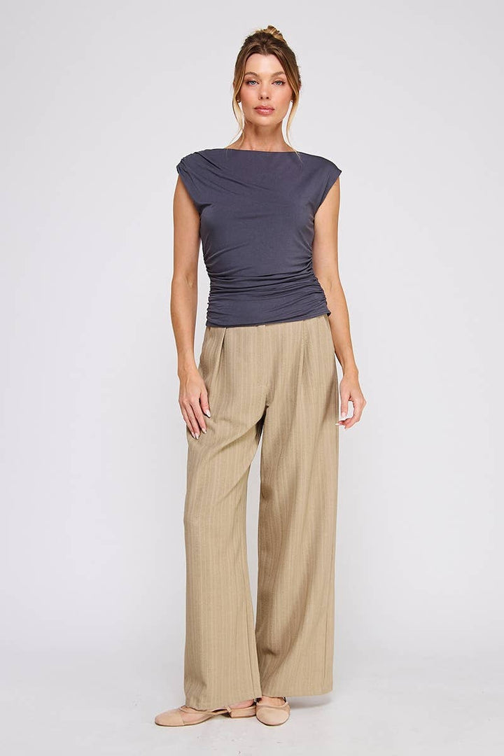 Slate Blue Sleeveless Scrunch Top
