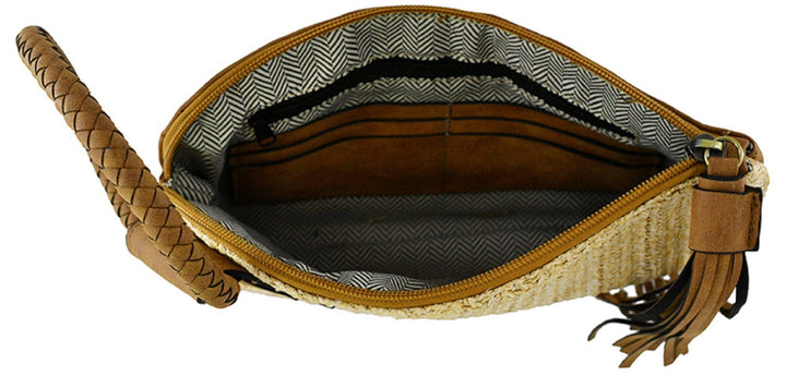 Cheyenne Tan Straw Wristlet/Clutch