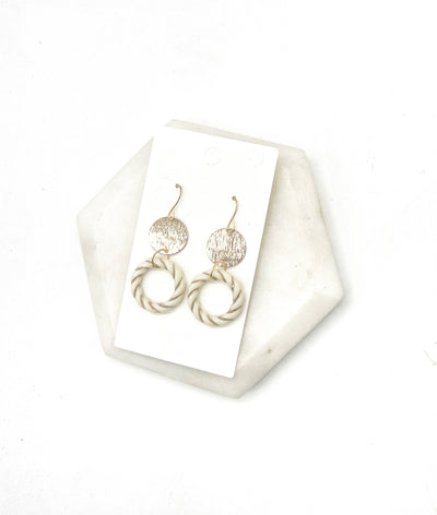 White Gold Twist Double Disc Earrings