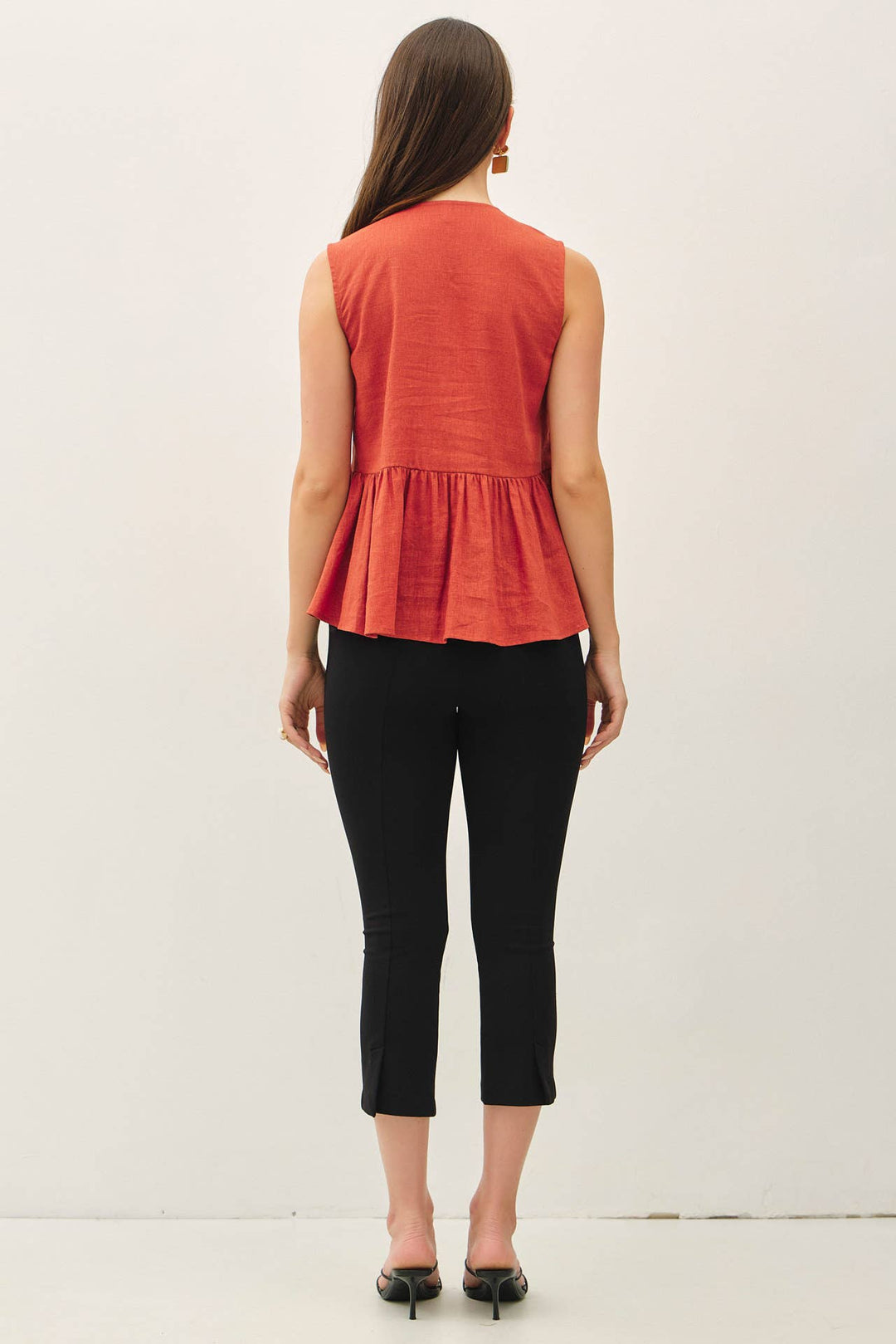 Terracotta Airy Peplum Top