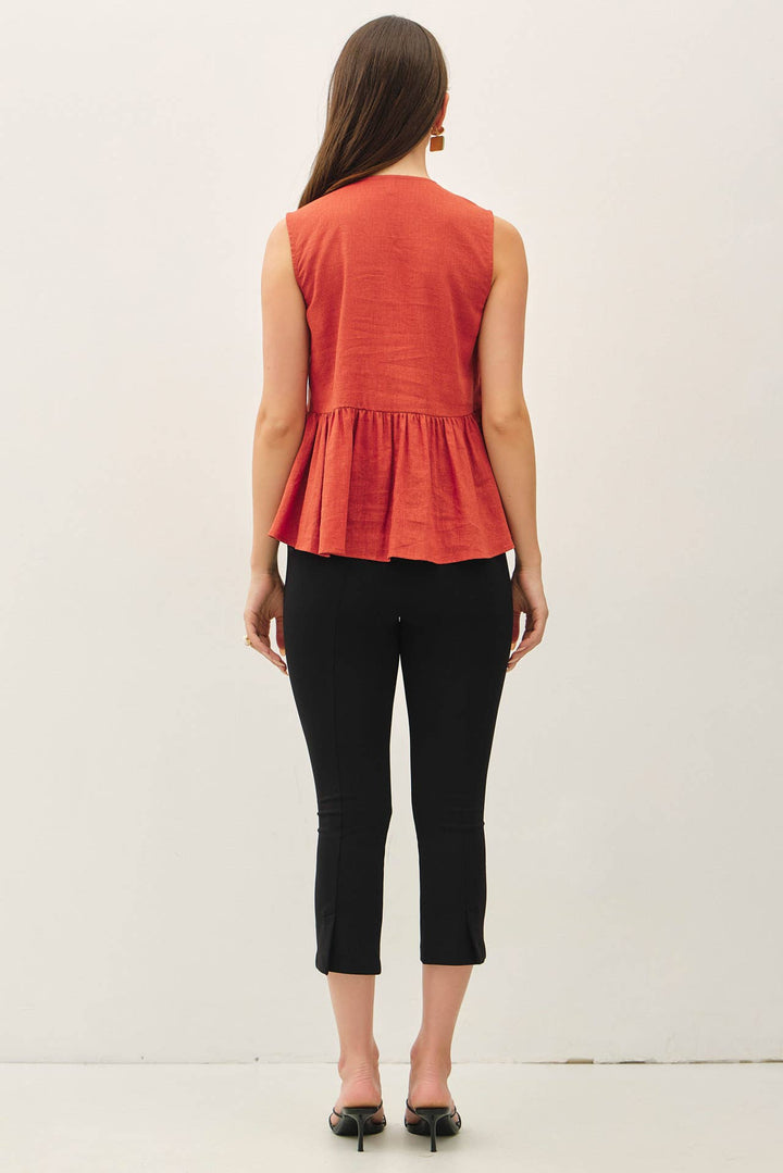 Terracotta Airy Peplum Top