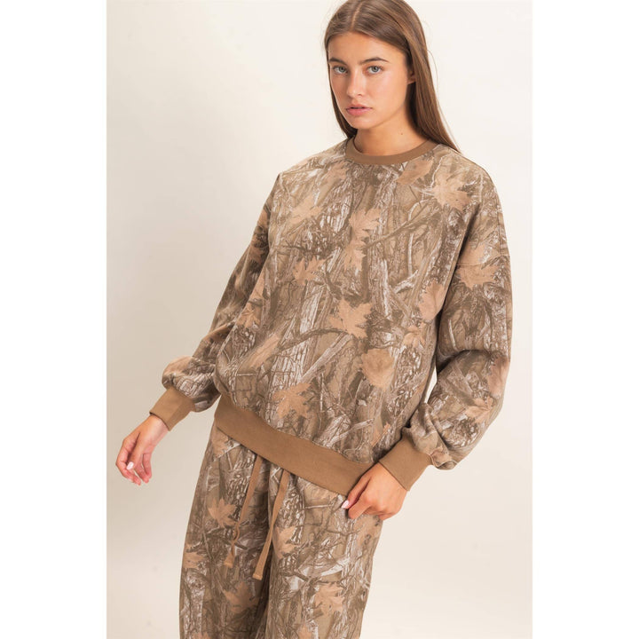 Brown Tree Camo Crew Neck Sweatshirt