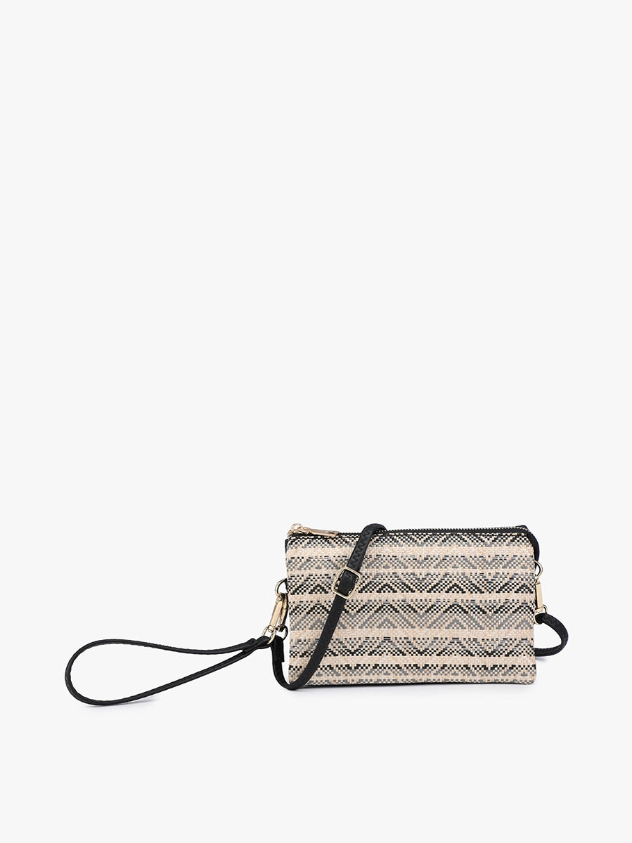 Riley Grey Woven Straw Crossbody/Wristlet