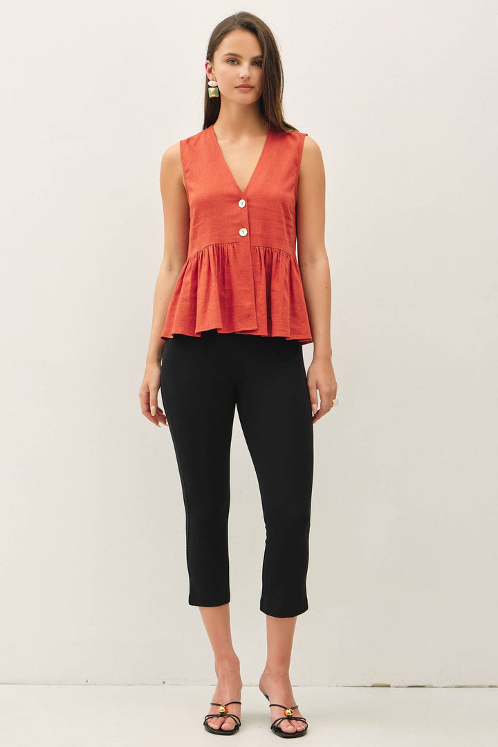 Terracotta Airy Peplum Top