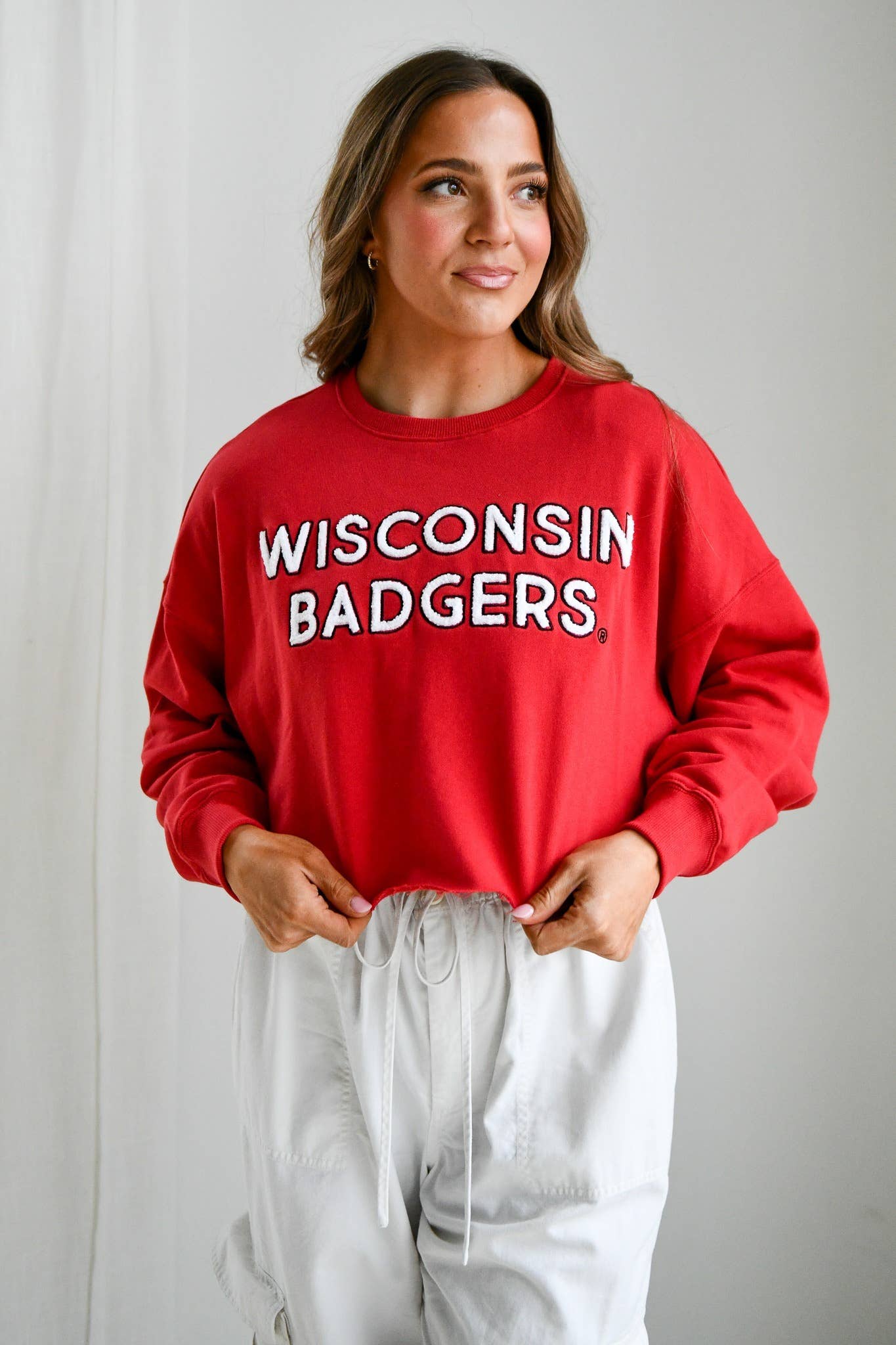 Red Wisconsin Cropped Crewneck