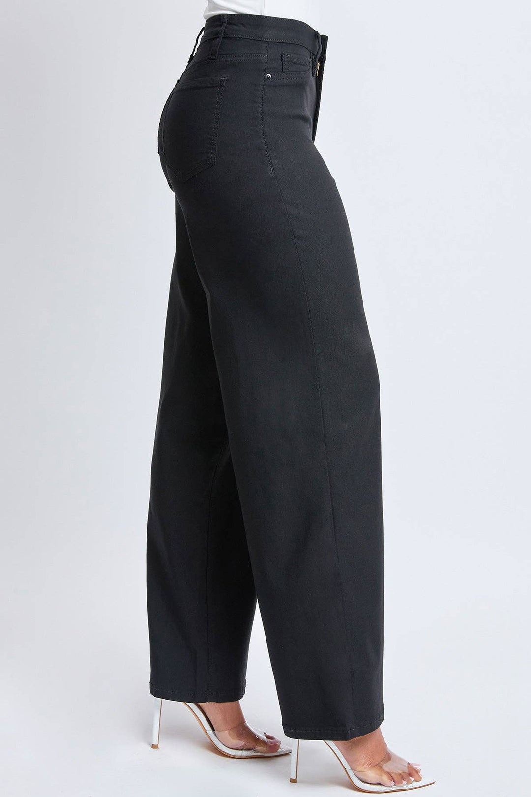 Black High Rise Hyperstretch Wide Leg Jeans