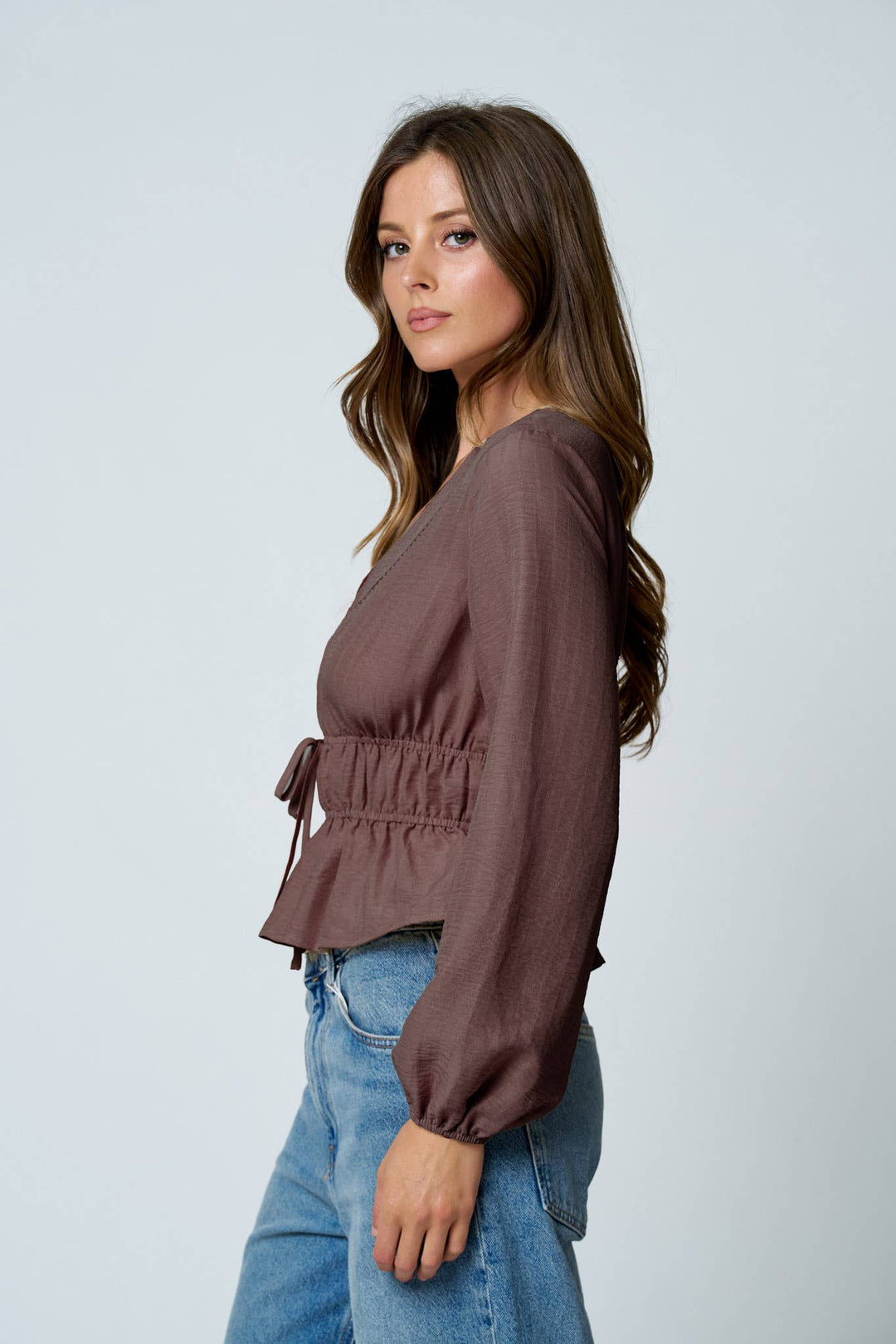 Chocolate Lace Ruffle Hem Top