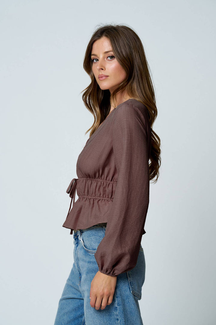 Chocolate Lace Ruffle Hem Top