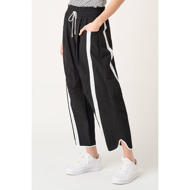 Black Stripe Barrel Leg Pants