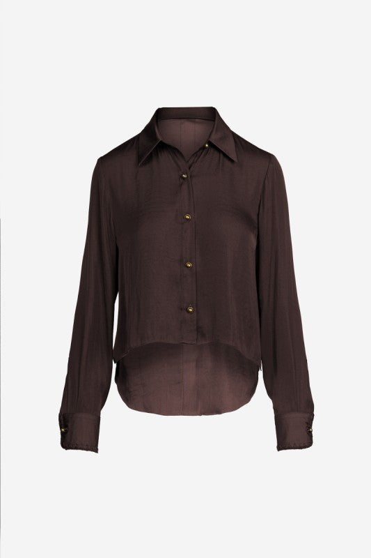 Chocolate Button Up Cropped Blouse