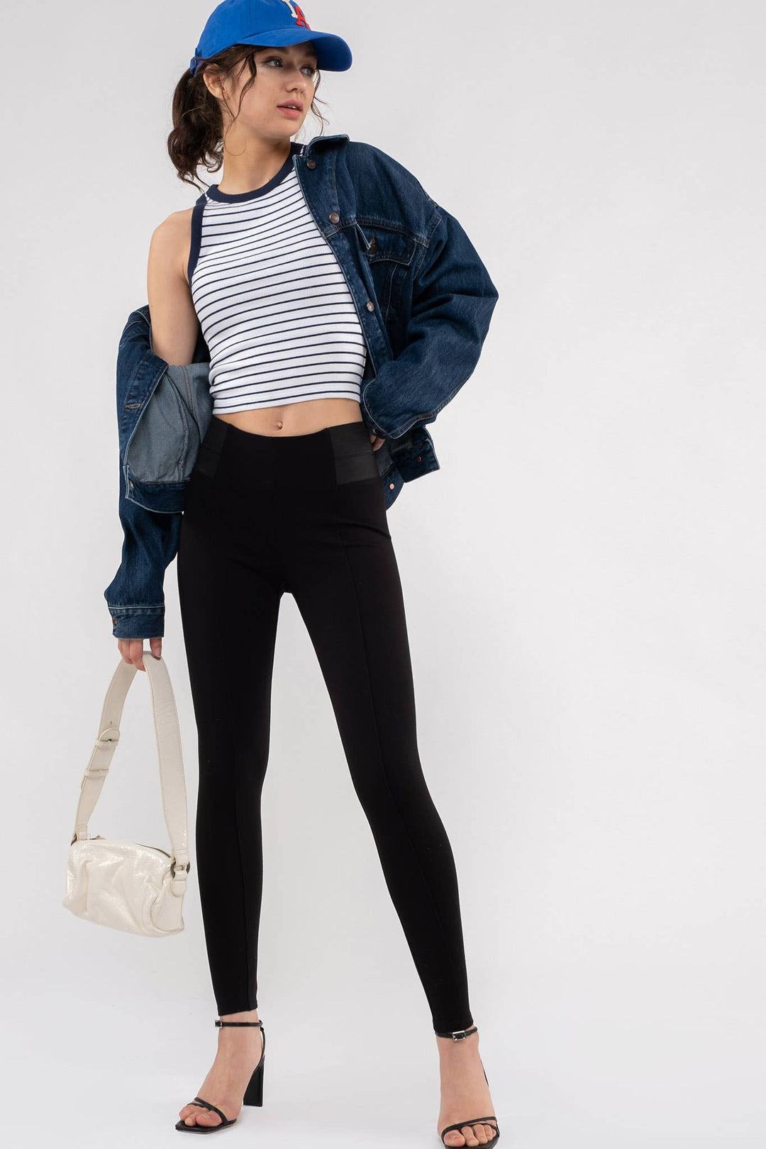 Black Side Elastic Skinny Pants