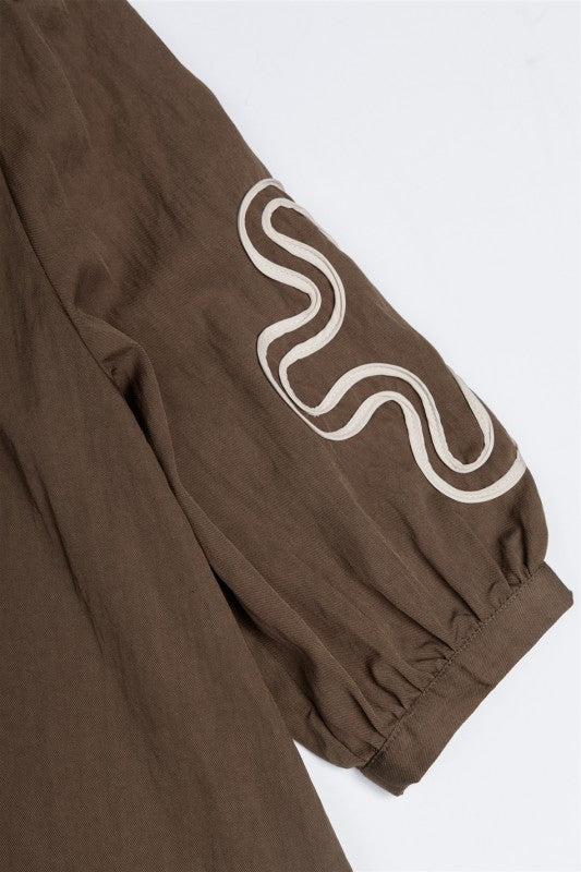 Chocolate Abstract Applique Blouse