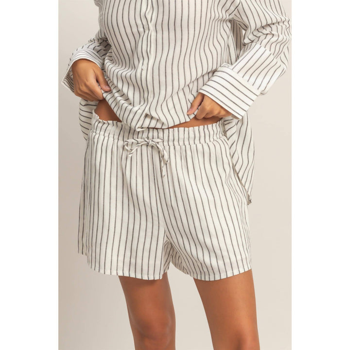 Black Striped Drawstring Shorts