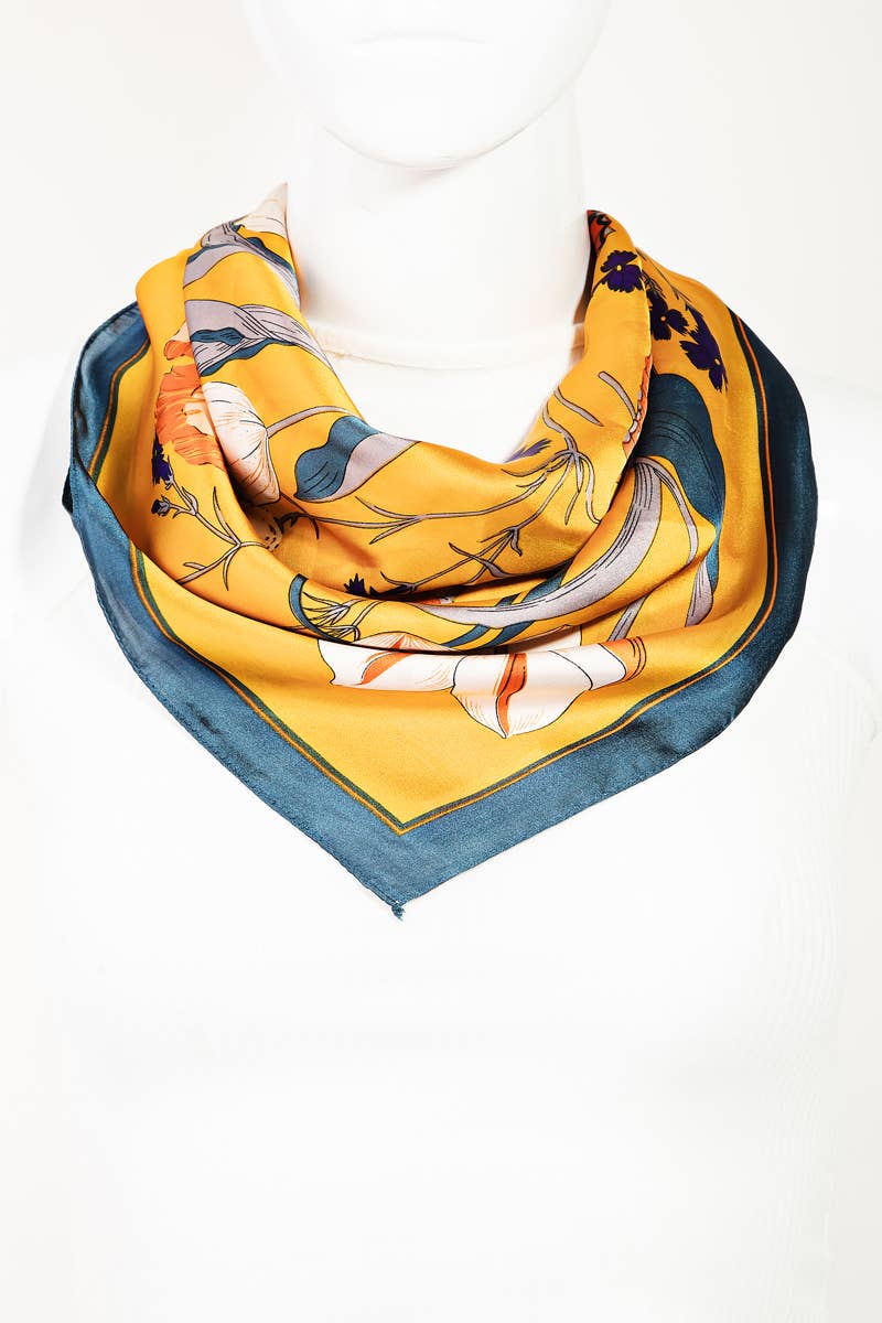 Teal Flower Print Scarf