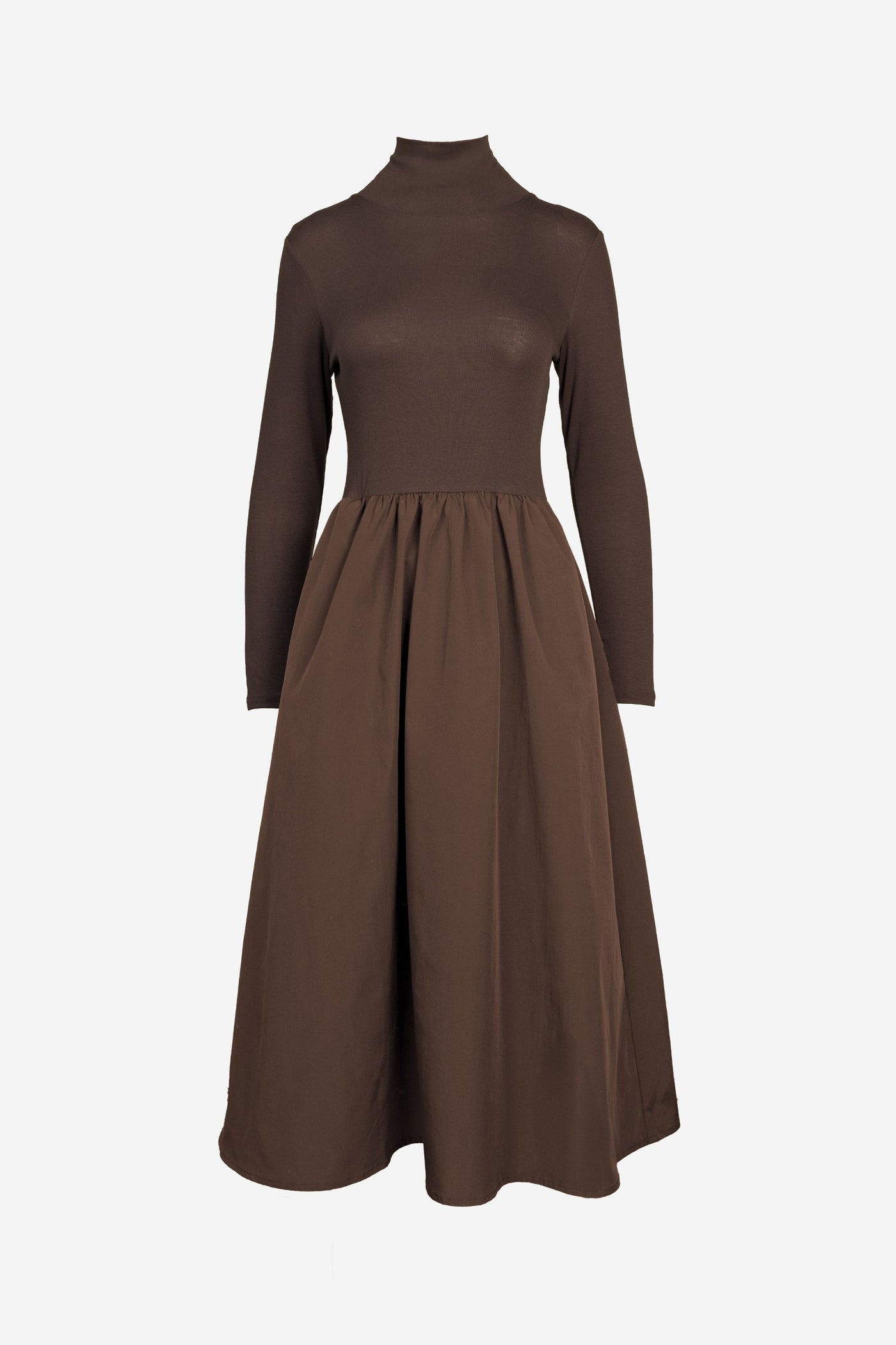 Chocolate Mock Neck Maxi Dress