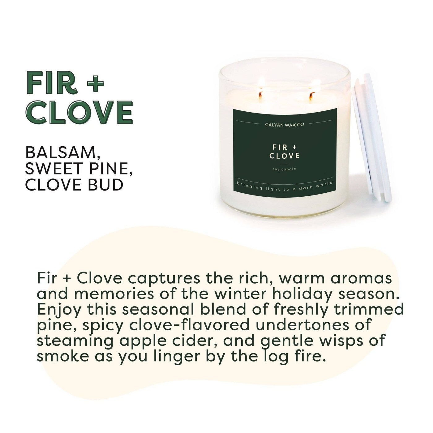 Fir + Clove Clear Glass Soy Candle 12.5oz