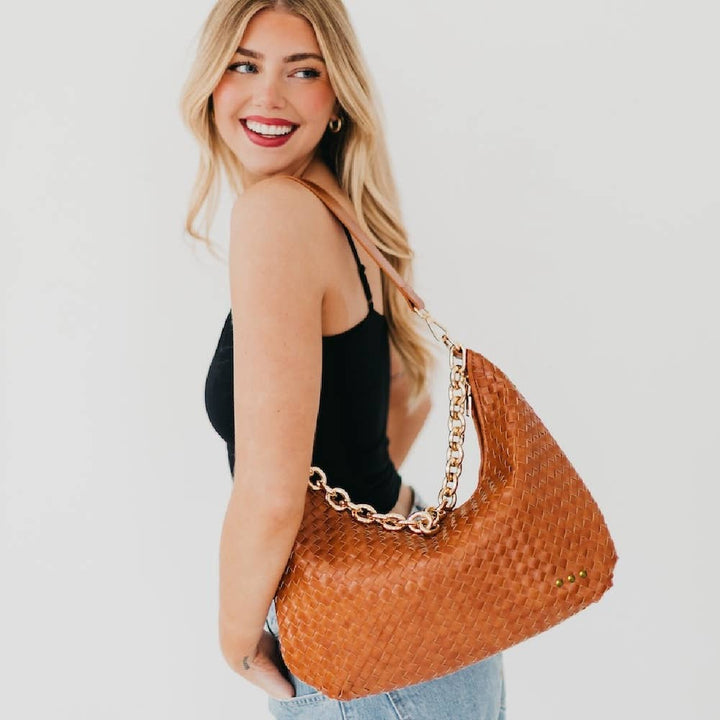 Brown Sienna Slouchy Woven Shoulder Bag