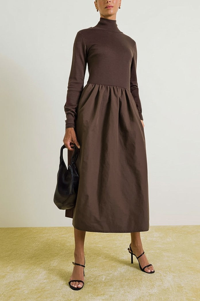 Chocolate Mock Neck Maxi Dress