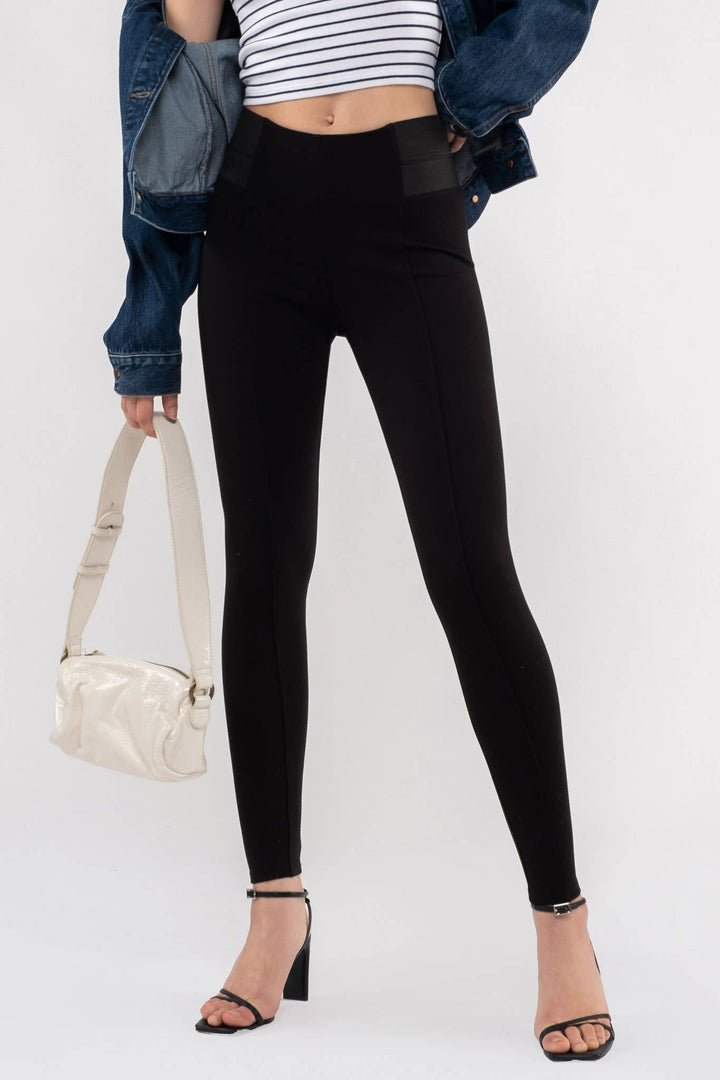 Black Side Elastic Skinny Pants