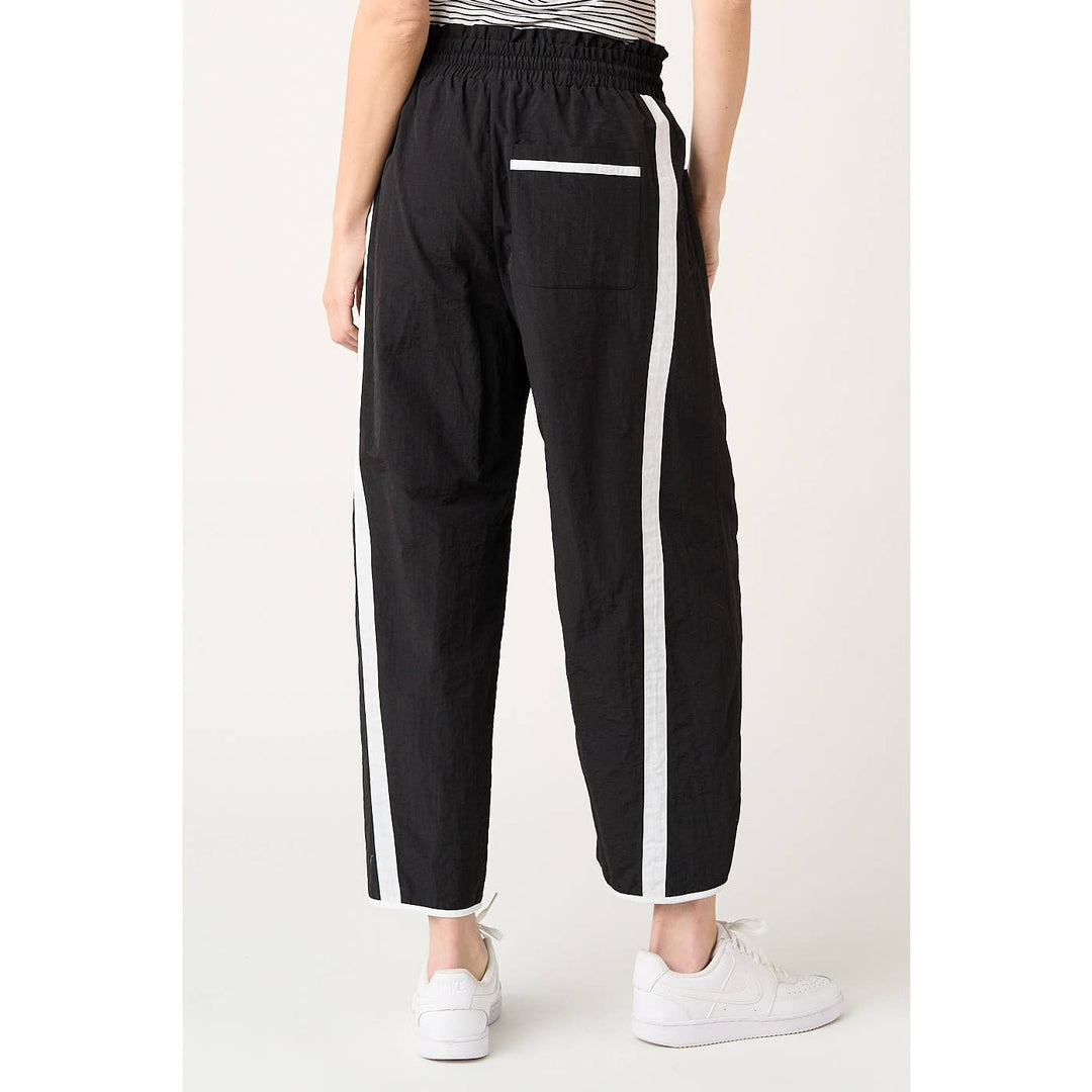 Black Stripe Barrel Leg Pants