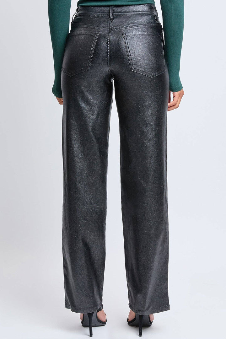Black Straight Leg Hyperstretch Metallic Pants