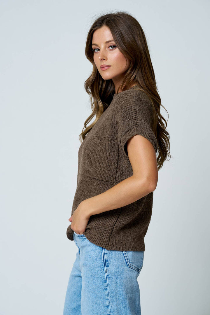 Light Mocha Short Sleeve Sweater