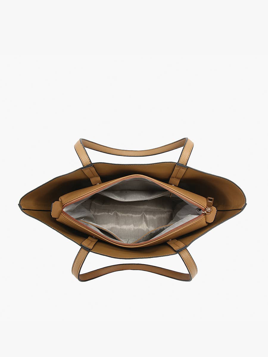 Millie Tan Classic Paneled Tote