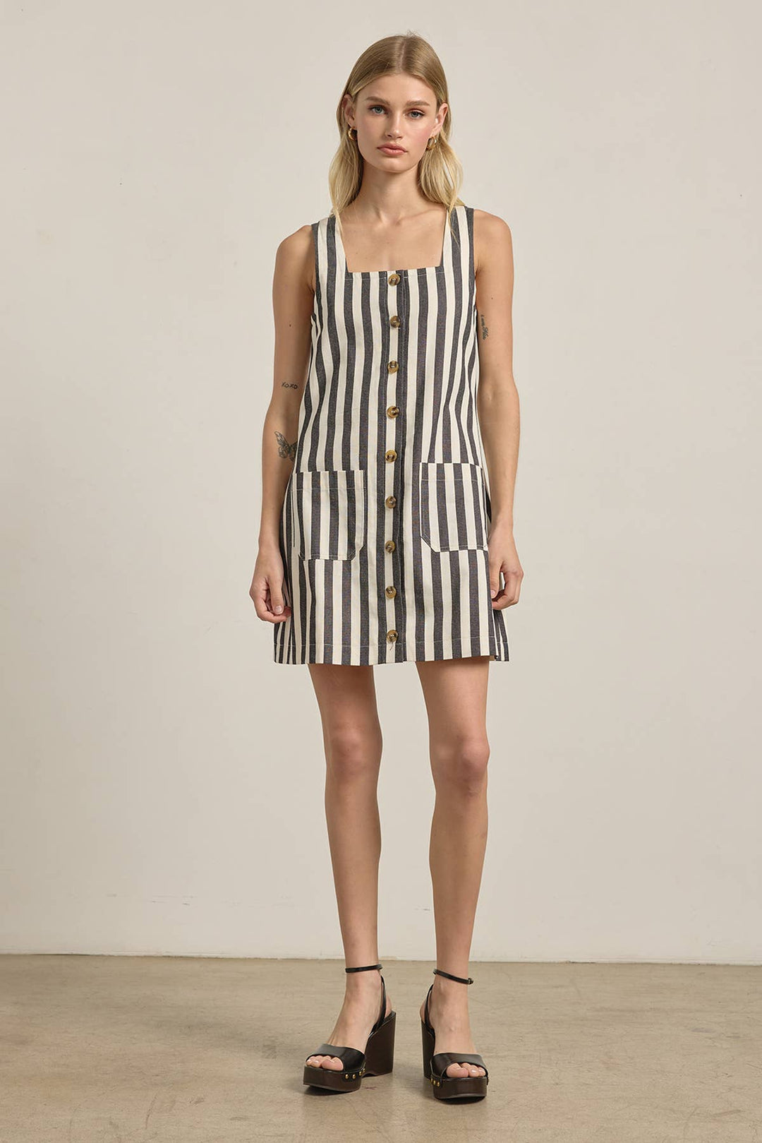 Black Stripe Shift Mini Dress