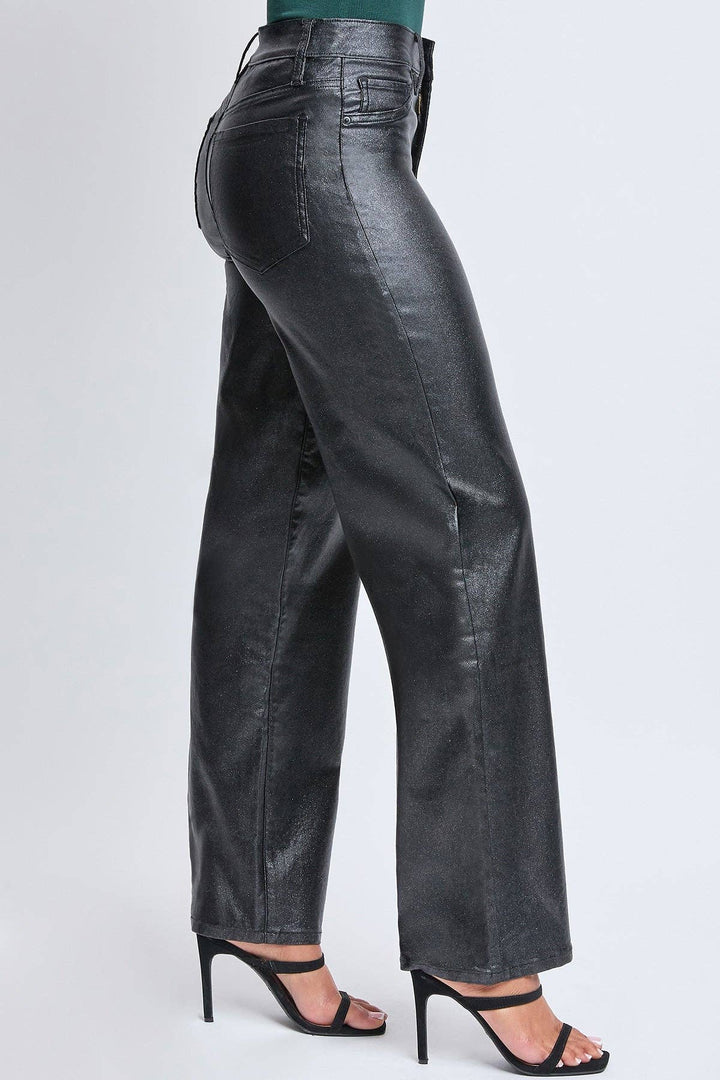 Black Straight Leg Hyperstretch Metallic Pants