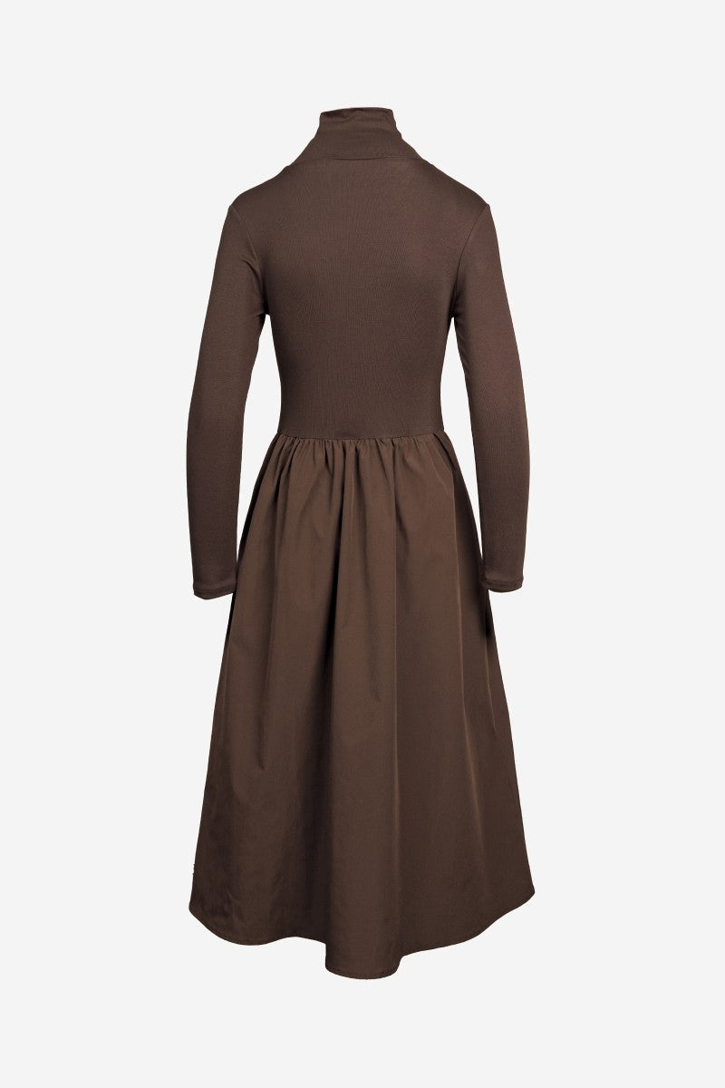 Chocolate Mock Neck Maxi Dress