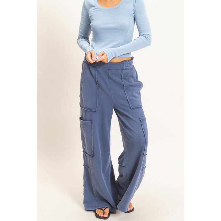 Navy Mineral Wash Cargo Pants