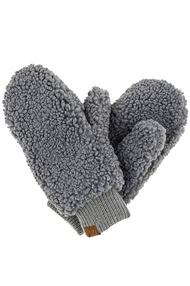 Gray CC Sherpa Mitten Gloves