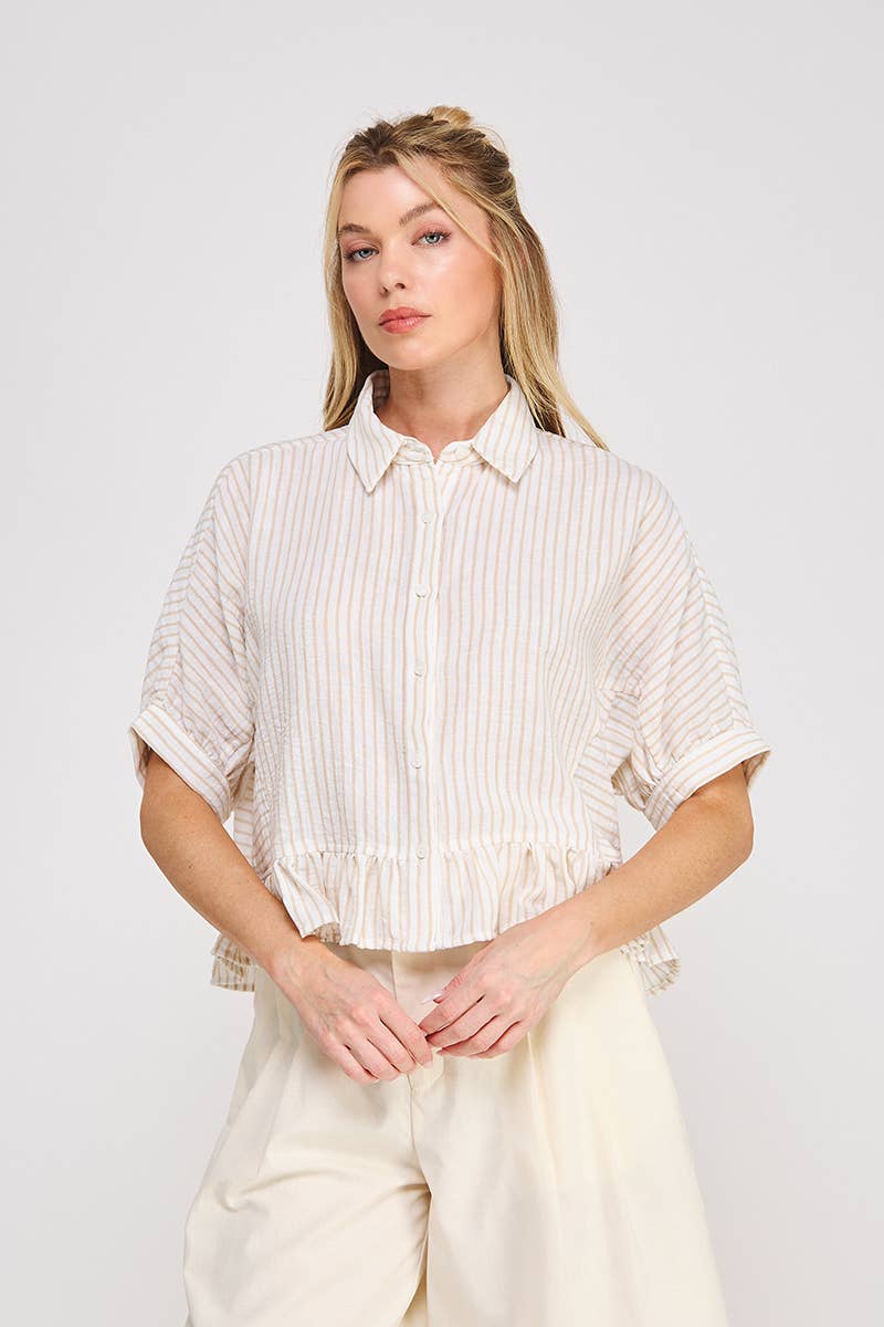 Natural Button Down Top