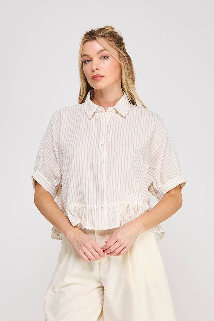 Natural Button Down Top