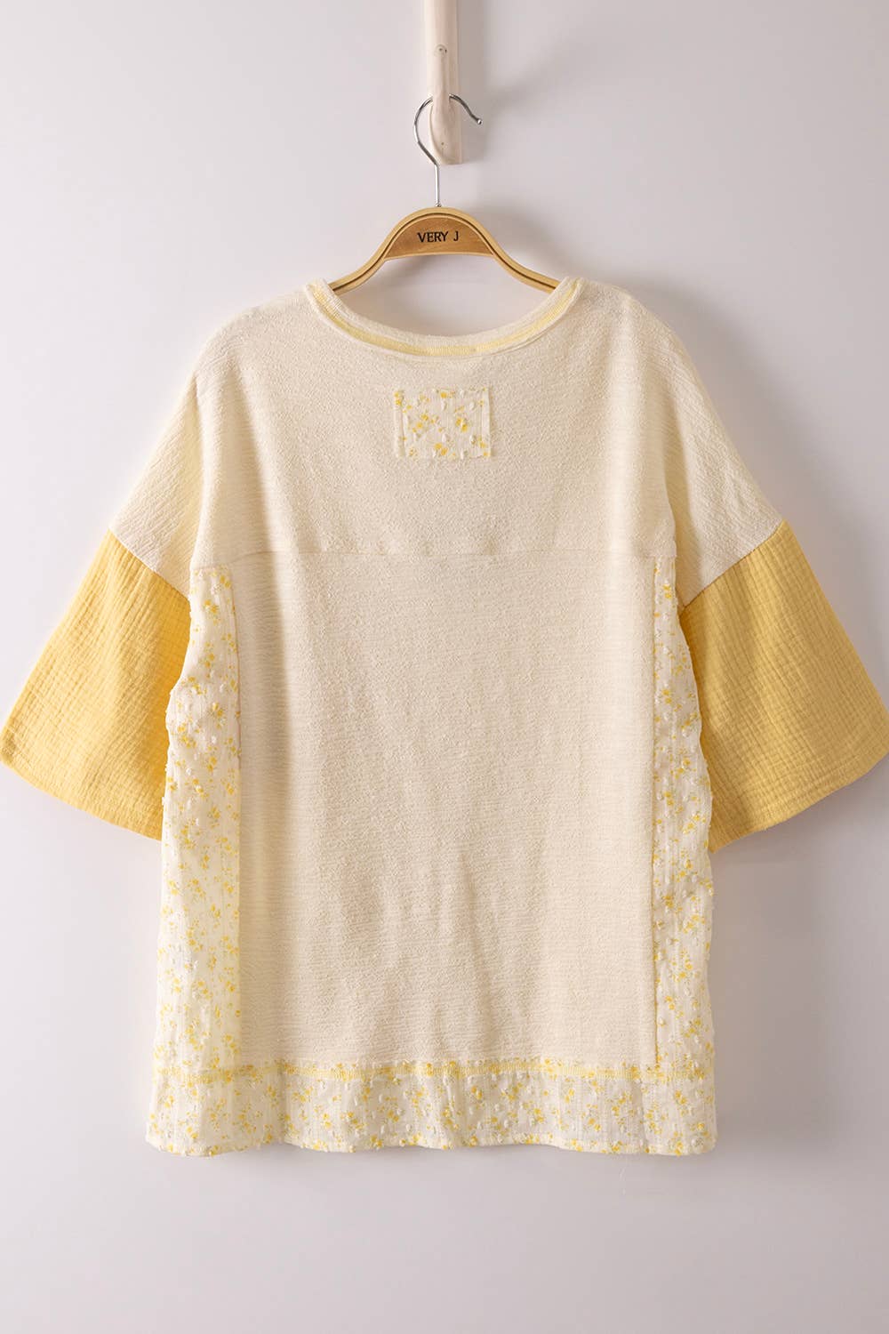 Lemon Mixed Media Knit Top