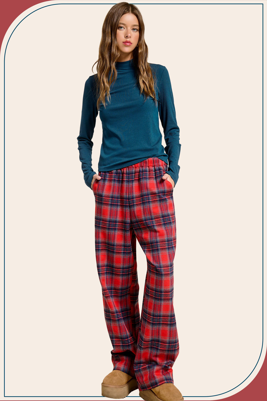 Candy Cane Plaid Flannel Lounge Pants