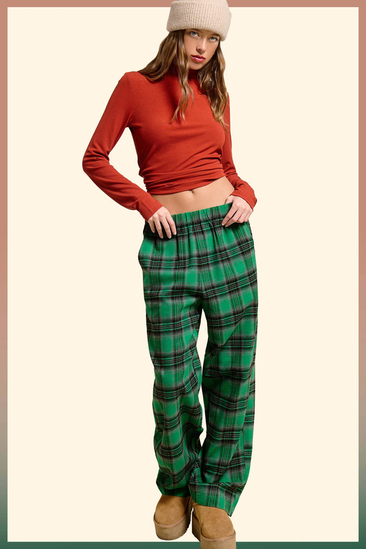 Elf Green Plaid Flannel Lounge Pants