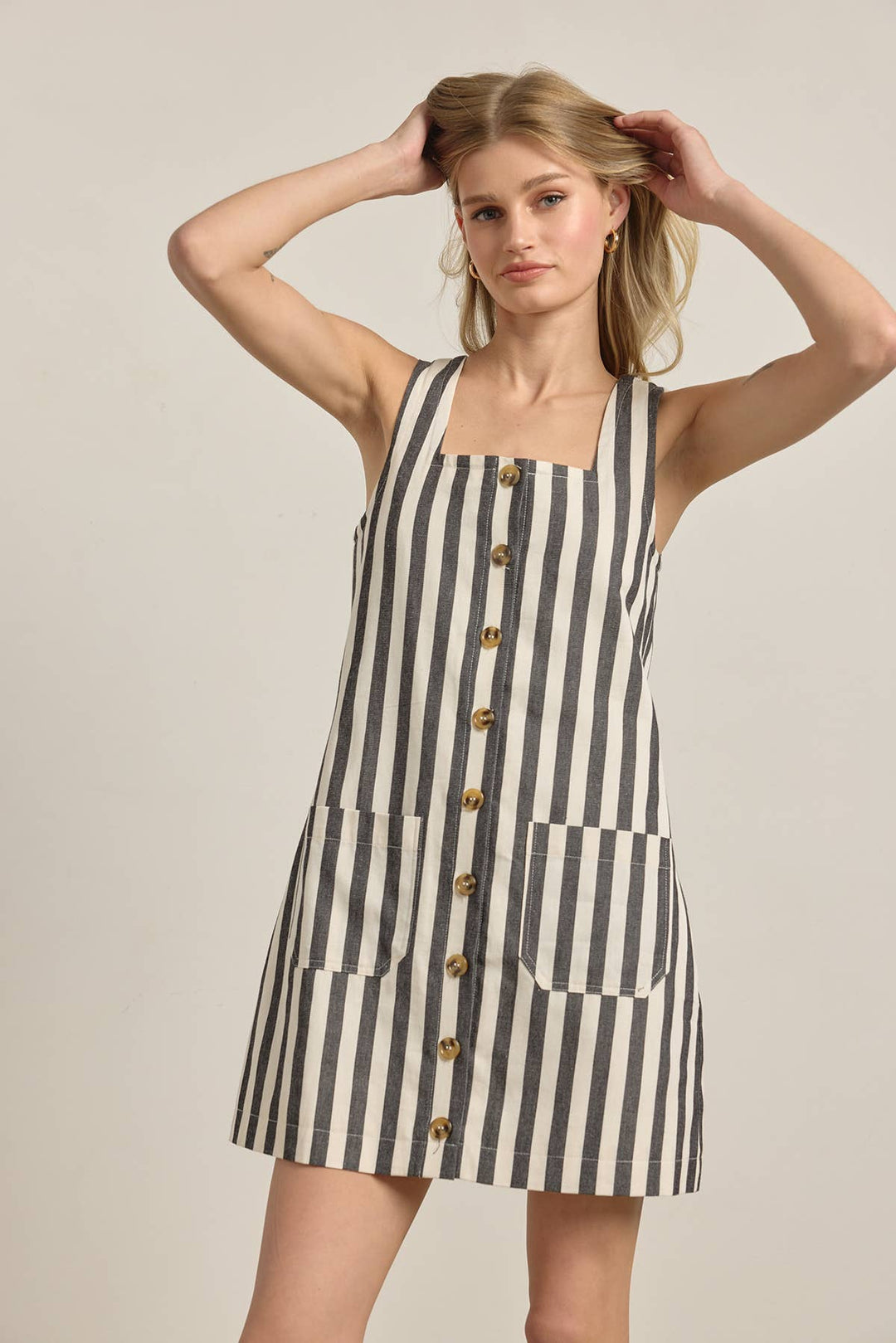 Black Stripe Shift Mini Dress