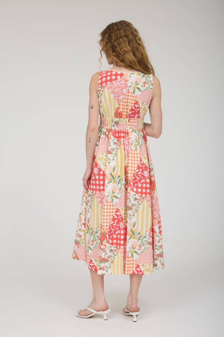 Red Multi Pattern Maxi Dress