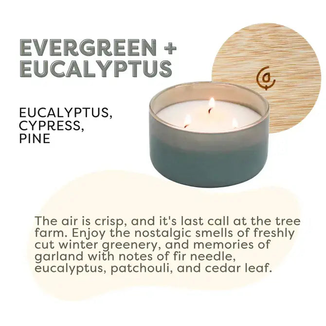 Evergreen + Eucalyptus 3 Wick Soy Candle 12oz