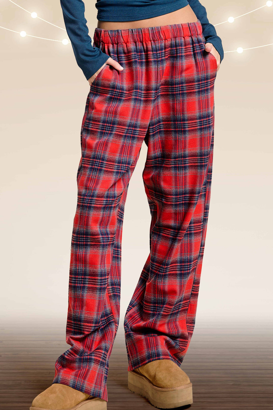 Candy Cane Plaid Flannel Lounge Pants