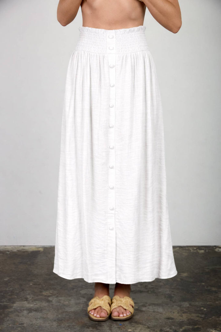 White Button Down Midi Skirt