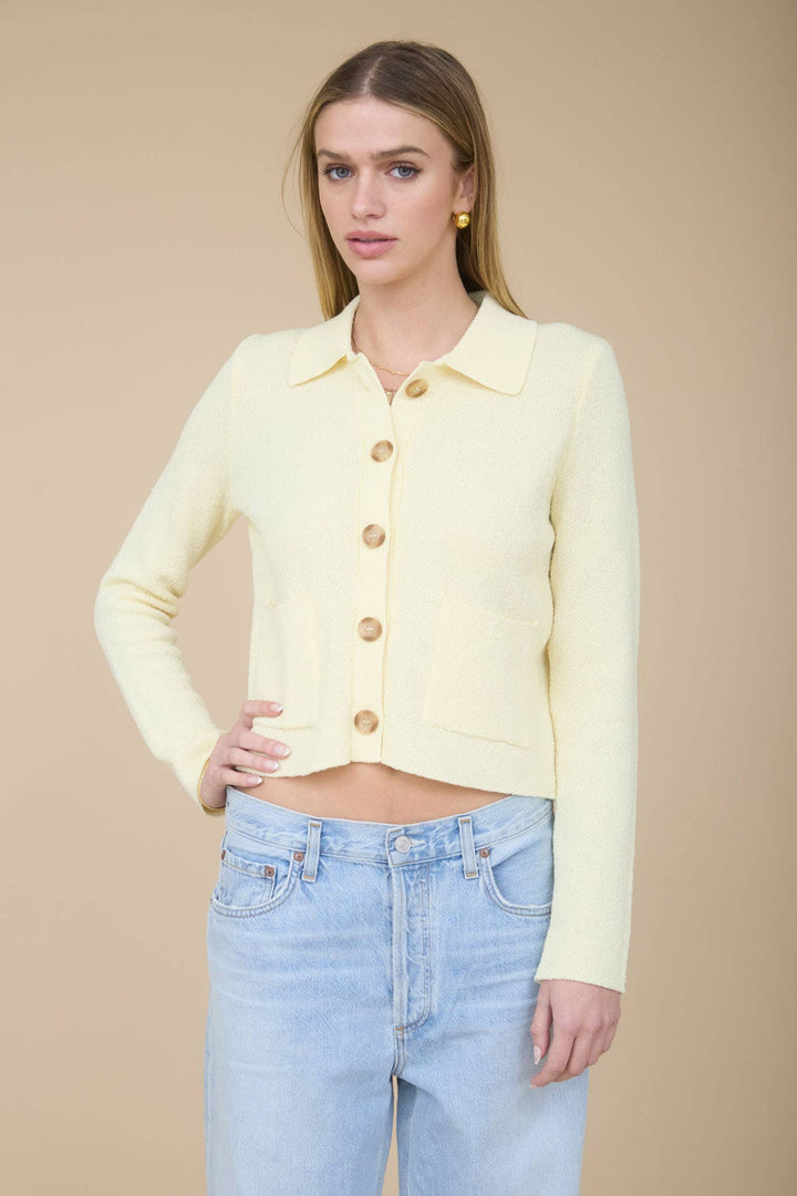 Butter Yellow Collared Cardigan