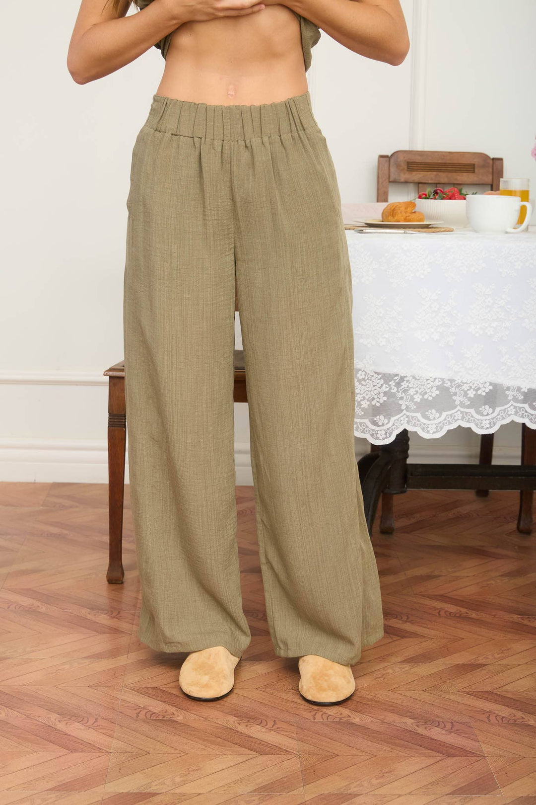 Olive Wide Leg Lounge Pants
